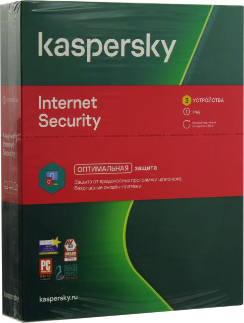 Антивирус Kaspersky Internet Security на 3 ПК (BOX) на 1 год